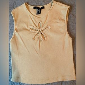 Forever 21 Tan Crop Top with flower opening in front